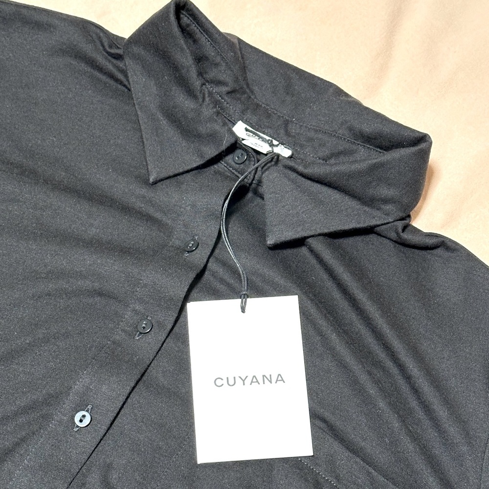Cuyana Organic Pima Black Collared Button-Front Shirt - Picture 6 of 11